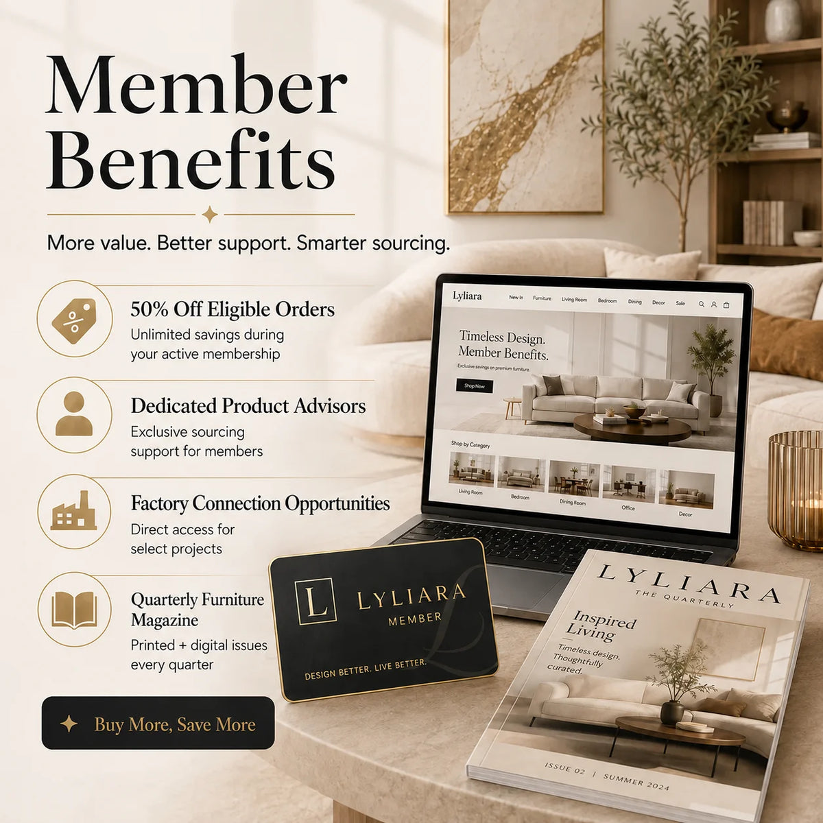 Membership benefit kit with Lyliara member card and printed brochures