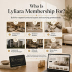 Lyliara membership card and laptop for home design buyers; plus small decor items